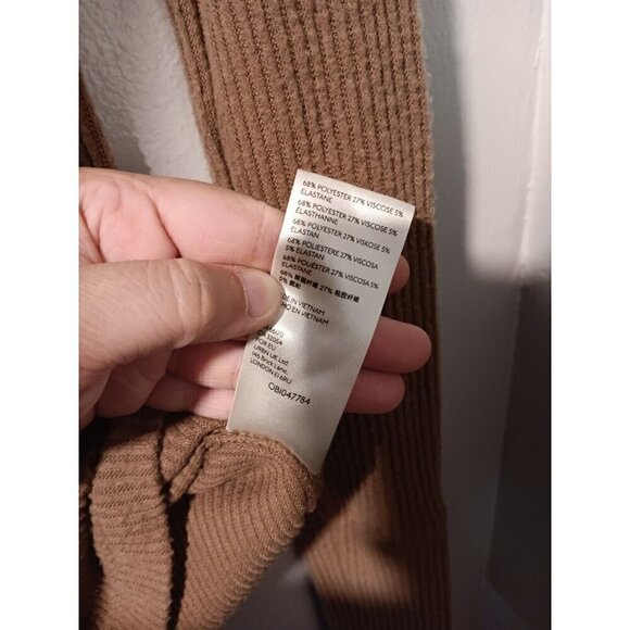 We the Free Snow Bunny Sz XS Off Shoulder Cowl Neck Ribbed Sweater Caramel - Picture 5 of 6